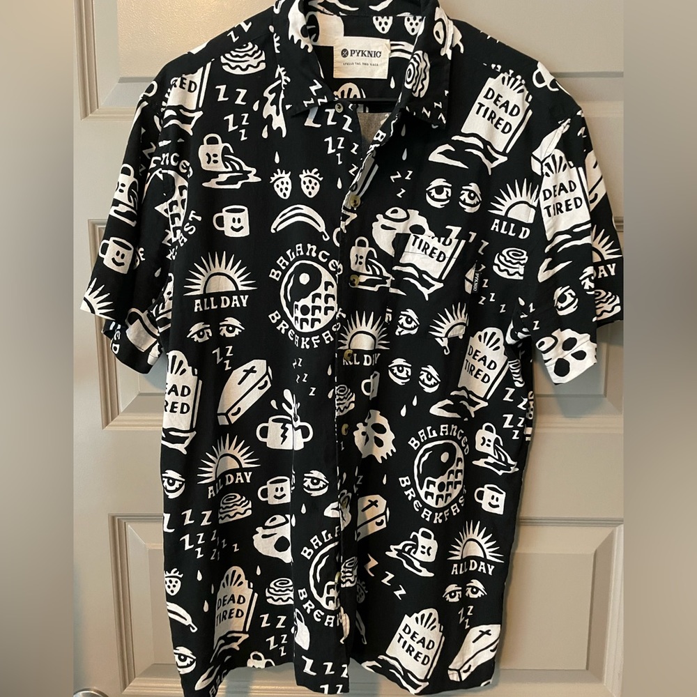 PYKNIC Breakfast Hawaiian shirt- LARGE